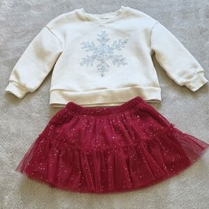 Carter's Red Tulle Skirt Outfit Set For Toddler Girls